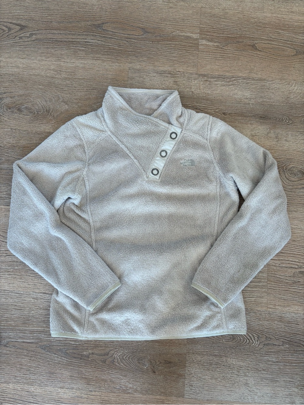 The North Face Women’s Fleece Pullover M Cream Beige Snap Neck Cozy Teddy